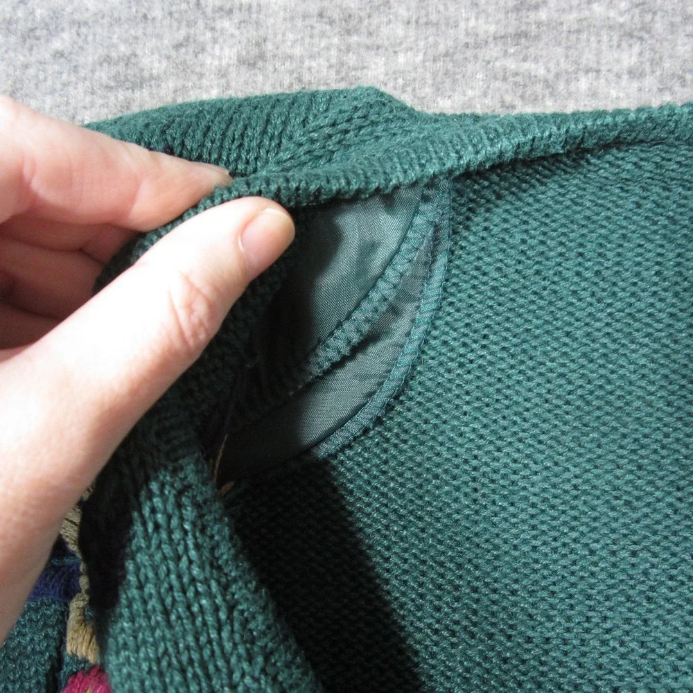 Vtg Bryn Connelly Cardigan S Green Floral Embroidered Grandma Cottage Spring - Picture 8 of 10